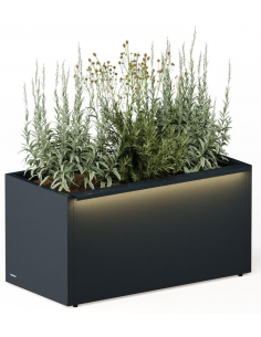 højbed plantekasser havedekoration højbede sort stål LED lys belysning 2