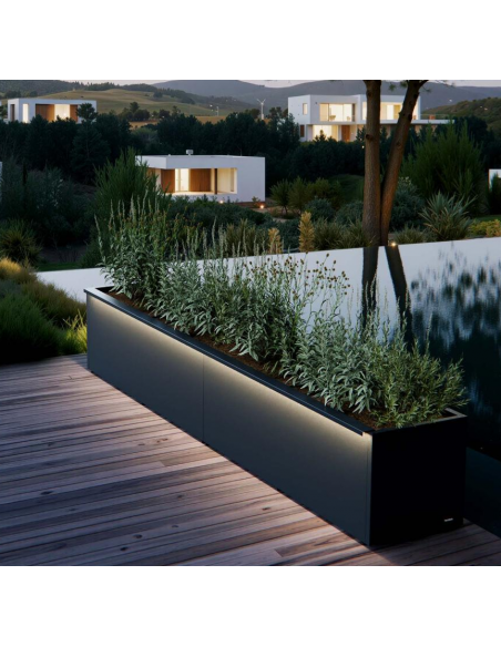 højbed plantekasser havedekoration højbede sort stål LED lys belysning