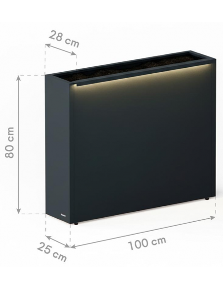 højbed plantekasser havedekoration højbede sort stål LED lys belysning