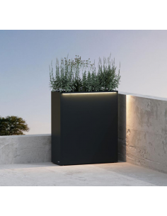 højbed plantekasser havedekoration højbede sort stål LED lys belysning