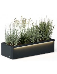højbed plantekasser havedekoration højbede sort stål LED lys belysning 2