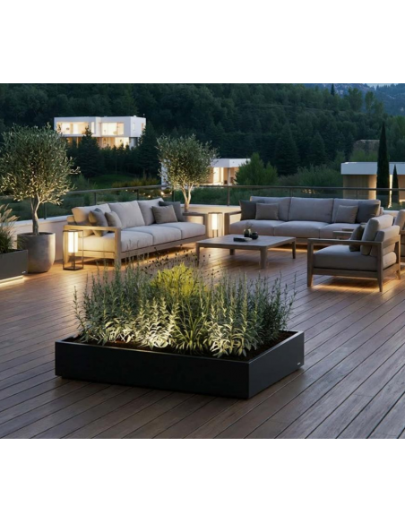 højbed plantekasser havedekoration højbede sort stål LED lys belysning