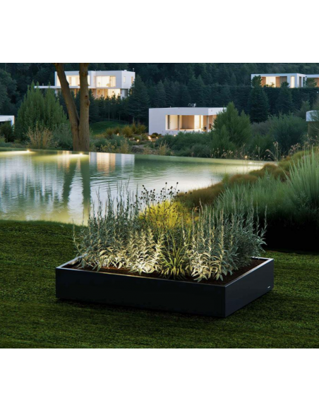 højbed plantekasser havedekoration højbede sort stål LED lys belysning