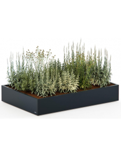 højbed plantekasser havedekoration højbede sort stål LED lys belysning 2