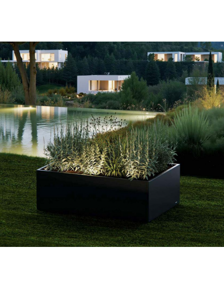højbed plantekasser havedekoration højbede sort stål LED lys belysning
