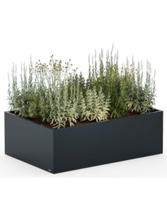 højbed plantekasser havedekoration højbede sort stål LED lys belysning 2