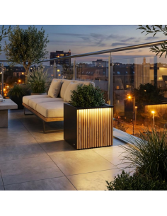 højbed plantekasser havedekoration højbede sort stål LED lys belysning