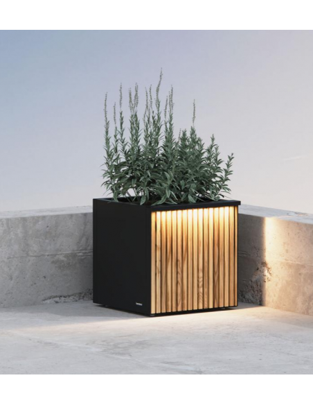 højbed plantekasser havedekoration højbede sort stål LED lys belysning