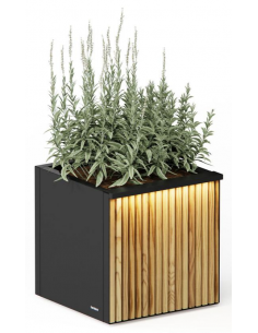 højbed plantekasser havedekoration højbede sort stål LED lys belysning 2