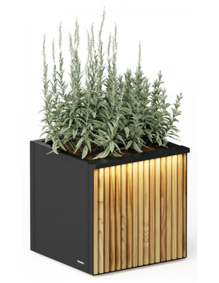 højbed plantekasser havedekoration højbede sort stål LED lys belysning