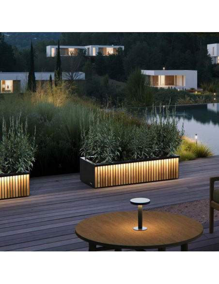 højbed plantekasser havedekoration højbede sort stål LED lys belysning