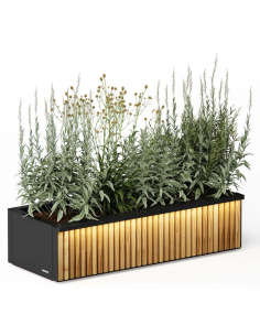 højbed plantekasser havedekoration højbede sort stål LED lys belysning 2