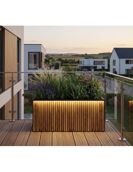 højbed plantekasser havedekoration højbede sort stål LED lys belysning