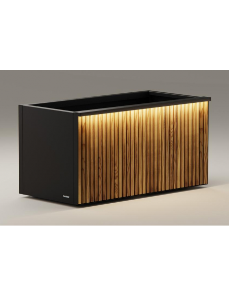 højbed plantekasser havedekoration højbede sort stål LED lys belysning