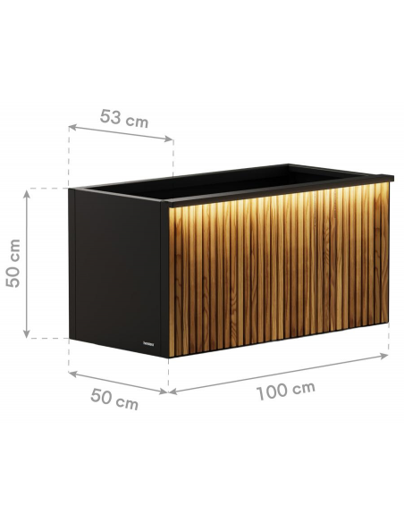 højbed plantekasser havedekoration højbede sort stål LED lys belysning