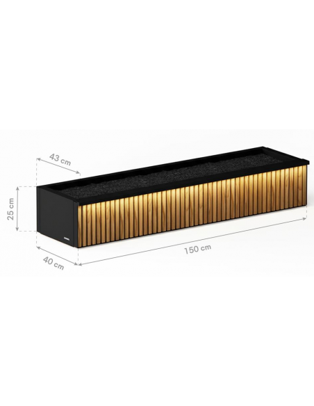 højbed plantekasser havedekoration højbede sort stål LED lys belysning