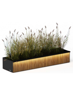 højbed plantekasser havedekoration højbede sort stål LED lys belysning 2