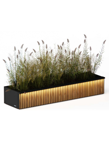 højbed plantekasser havedekoration højbede sort stål LED lys belysning