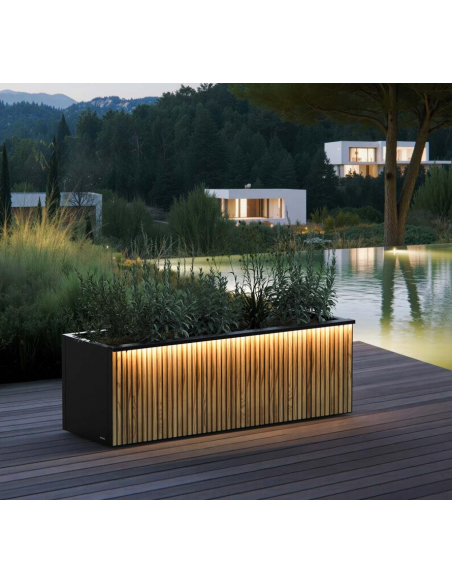 højbed plantekasser havedekoration højbede sort stål LED lys belysning