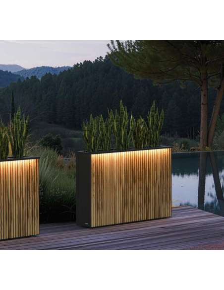 højbed plantekasser havedekoration højbede sort stål LED lys belysning