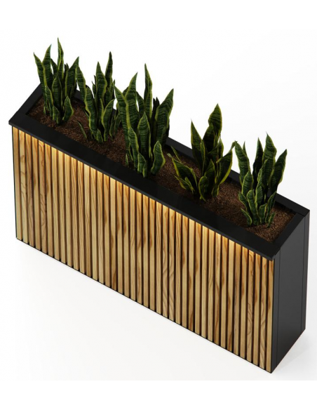 højbed plantekasser havedekoration højbede sort stål LED lys belysning