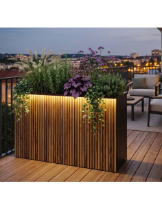 højbed plantekasser havedekoration højbede sort stål LED lys belysning