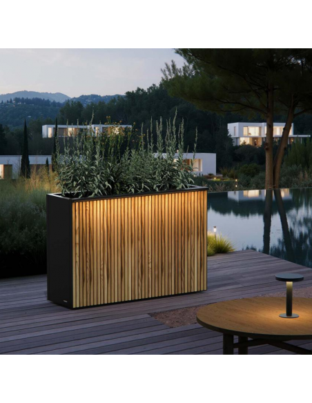 højbed plantekasser havedekoration højbede sort stål LED lys belysning