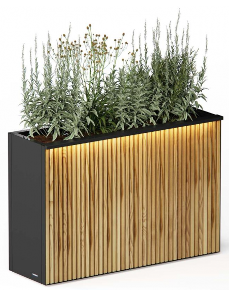 højbed plantekasser havedekoration højbede sort stål LED lys belysning