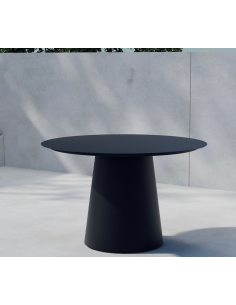 rundt havebord sort aluminium moderne design 2