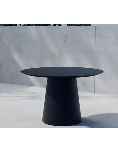 rundt havebord sort aluminium moderne design