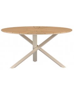 rundt havebord beige aluminium moderne design teak træ teaktræ
