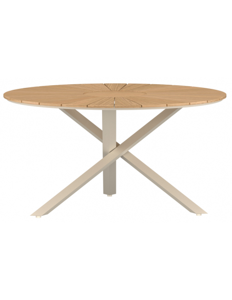 rundt havebord beige aluminium moderne design teak træ teaktræ
