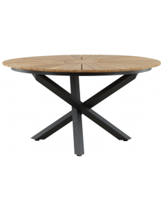 rundt havebord sort aluminium moderne design teak træ teaktræ