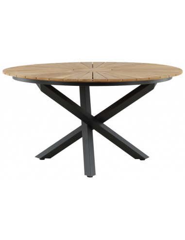 rundt havebord sort aluminium moderne design teak træ teaktræ