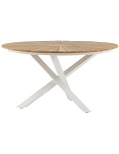 rundt havebord hvid aluminium moderne design teak træ teaktræ
