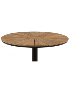 rundt havebord sort aluminium moderne design teak træ teaktræ 2