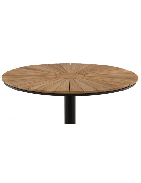 rundt havebord sort aluminium moderne design teak træ teaktræ
