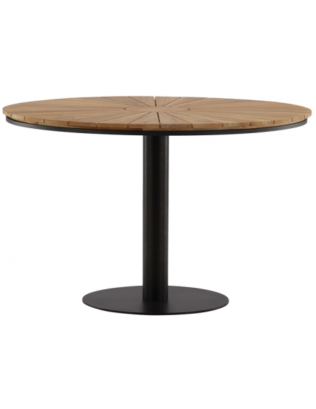 rundt havebord sort aluminium moderne design teak træ teaktræ