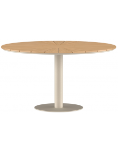 rundt havebord beige aluminium moderne design teak træ teaktræ