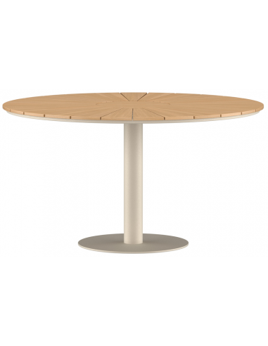 rundt havebord beige aluminium moderne design teak træ teaktræ
