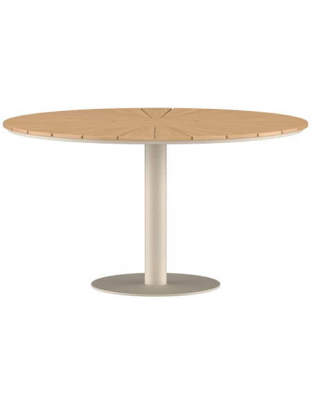 rundt havebord beige aluminium moderne design teak træ teaktræ
