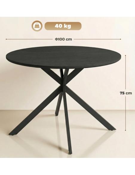 rundt spisebord lille sort 100