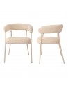 Sæt med 2 x spisebordsstole i metal og polyester H77,5 cm - Beige