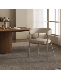 Spisebordsstol nordisk skandinavisk design beige armlæn 2