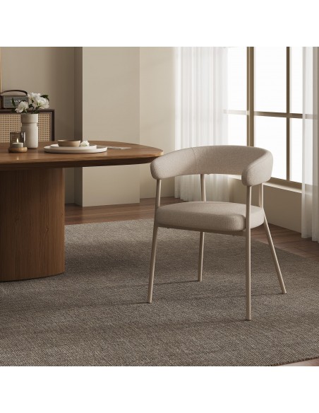 Spisebordsstol nordisk skandinavisk design beige armlæn