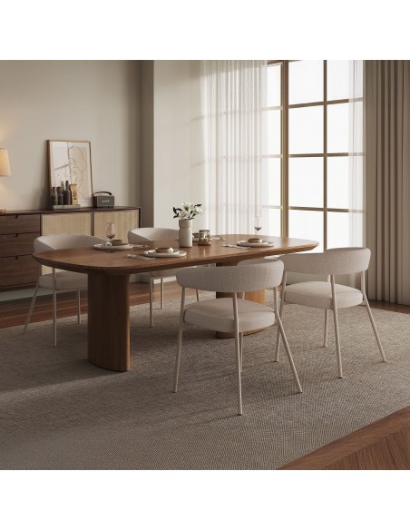 Spisebordsstol nordisk skandinavisk design beige armlæn