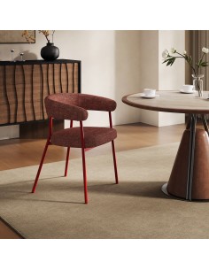 Spisebordsstol nordisk skandinavisk design rød armlæn 2