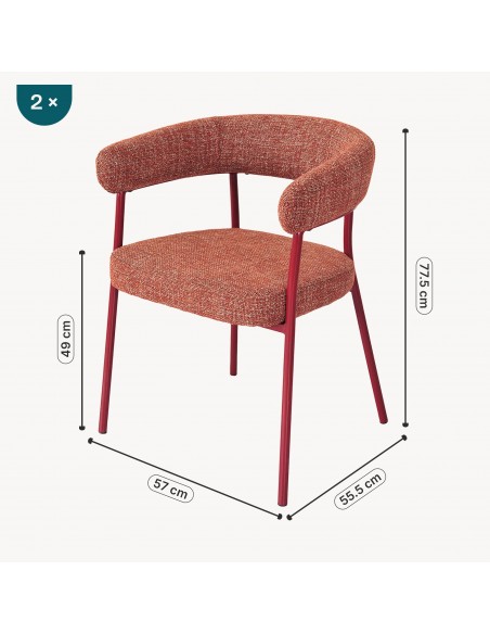 Spisebordsstol nordisk skandinavisk design rød armlæn