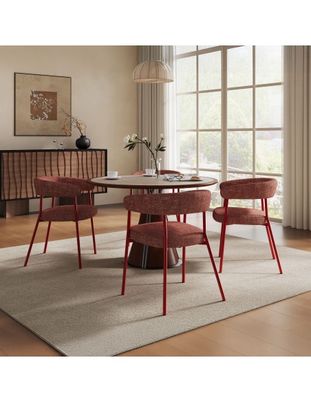 Spisebordsstol nordisk skandinavisk design rød armlæn