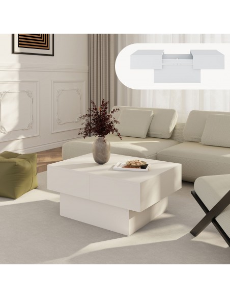 sofabord sidebord stuemøbler moderne design opbevaring skuffe hvid